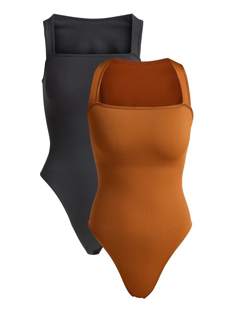 Joyspun Women's Slimming Seamless Sleeveless Bodysuit, 2-Pack, Sizes S-3X | Walmart (US)