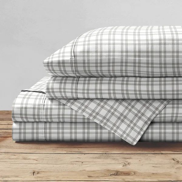 100% Cotton Percale Plaid Sheet Set | Wayfair North America