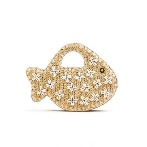Fish Purse Clutch Straw Woven Fish Shaped Handbag Small Fun Bag Mini Novelty Tote for Women Summe... | Amazon (US)