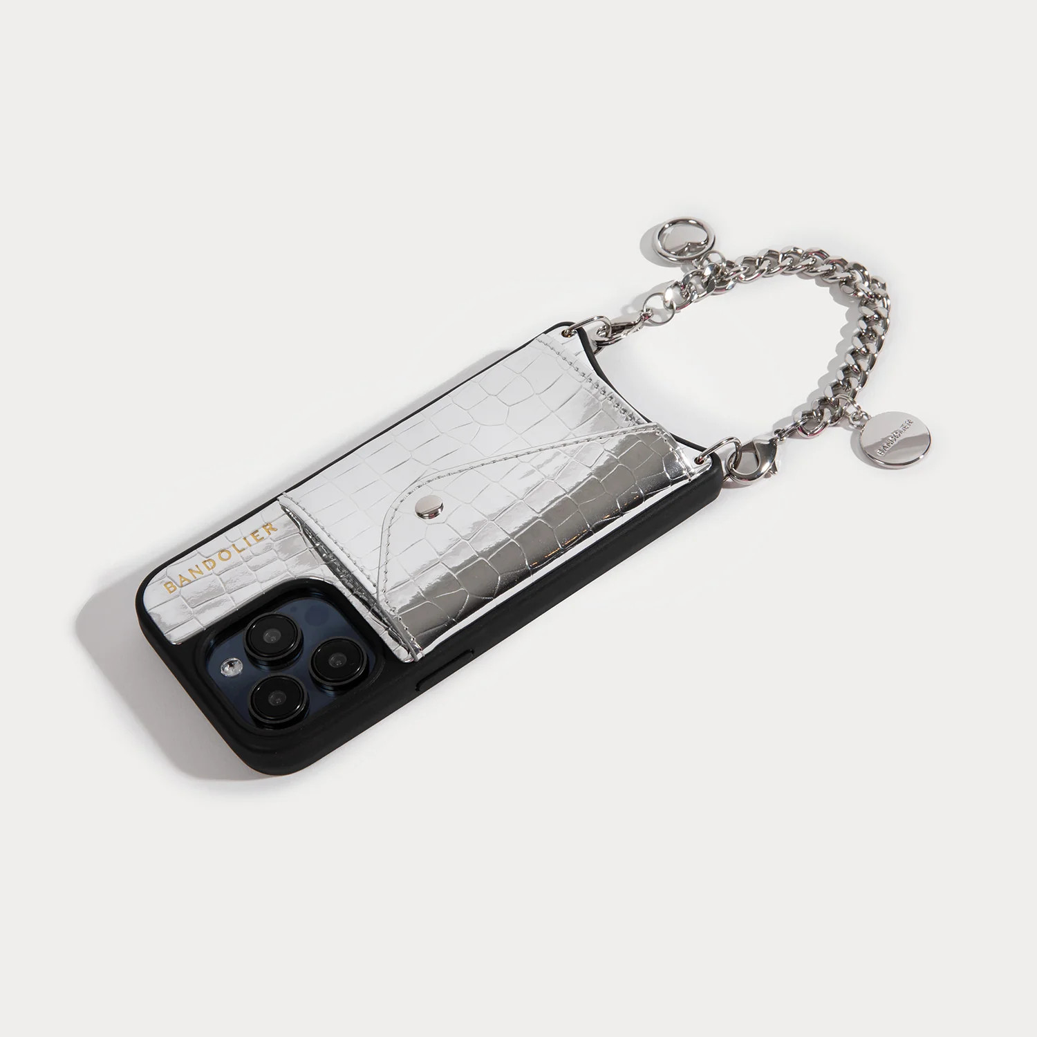 Kelsey Wristlet - Silver Croc/Silver | Bandolier