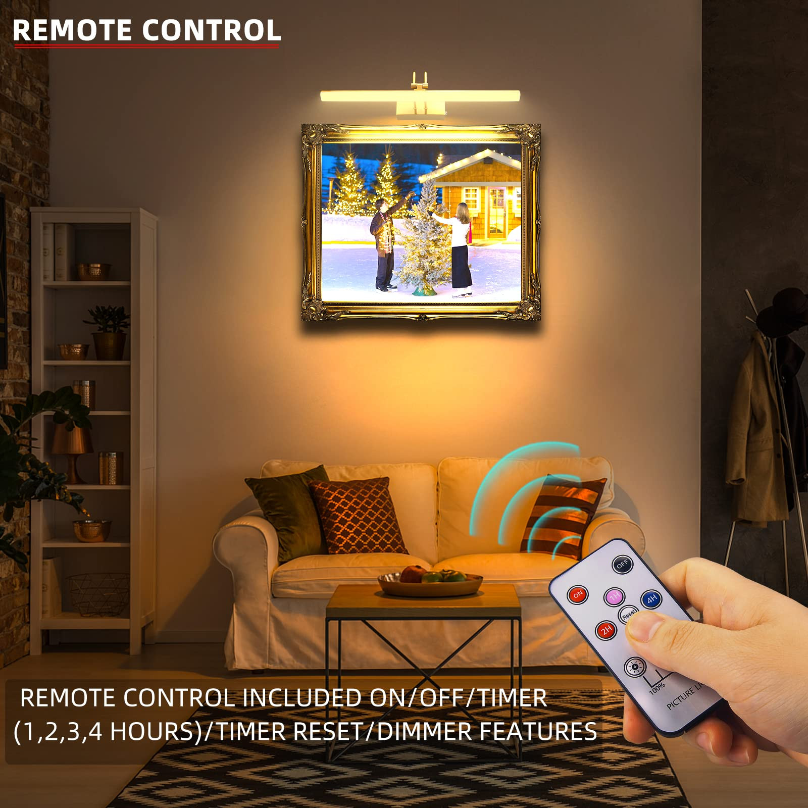 Battery Operated Picture Light with Remote Control, Wireless Picture Lights for Paintings with Ti... | Amazon (US)