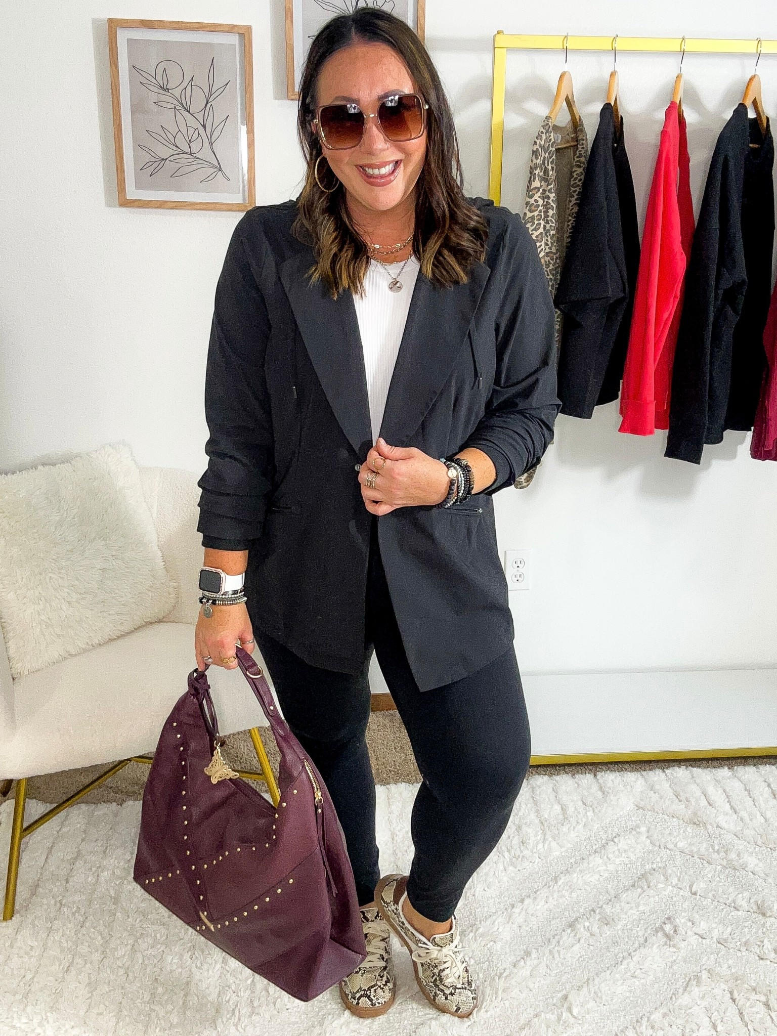 Walmart fall try on! New athletic blazer is a must! Super comfy and cute! Has an added hood too! XL gives the best oversized fit. Love it styled with leggings and sneakers. Large tee. XL leggings. Sneakers run true to size  

#LTKFindsUnder50 #LTKSeasonal #LTKPlusSize