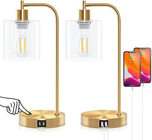 Lodstob Gold Industrial 3-Way Dimmable Table Lamps Set of 2,Vintage Touch Control Brass Desk Lamp... | Amazon (US)