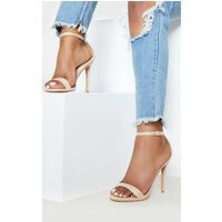 Nude Single Strap Heeled Sandals | PrettyLittleThing CAN