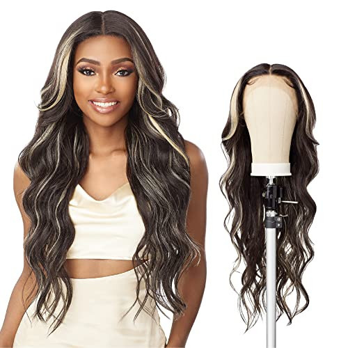 Sensationnel Butta Lace Wigs - Unit 34 Extra Wide 5 Inch Deep Parting Synthetic Preplucked Hairline Glueless Lacefront (1B OFFBLACK) | Amazon (US)