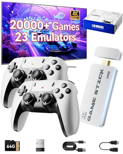 2026 Upgraded Retro Gaming Console Stick, Classic Video Games Stick with 4K HDMI, Built-in 23 Emulators, 20000+ Games - Plug & Play TV Video Gaming Stick with Upgrade Dual 2.4G Wireless Controllers | Amazon (US)