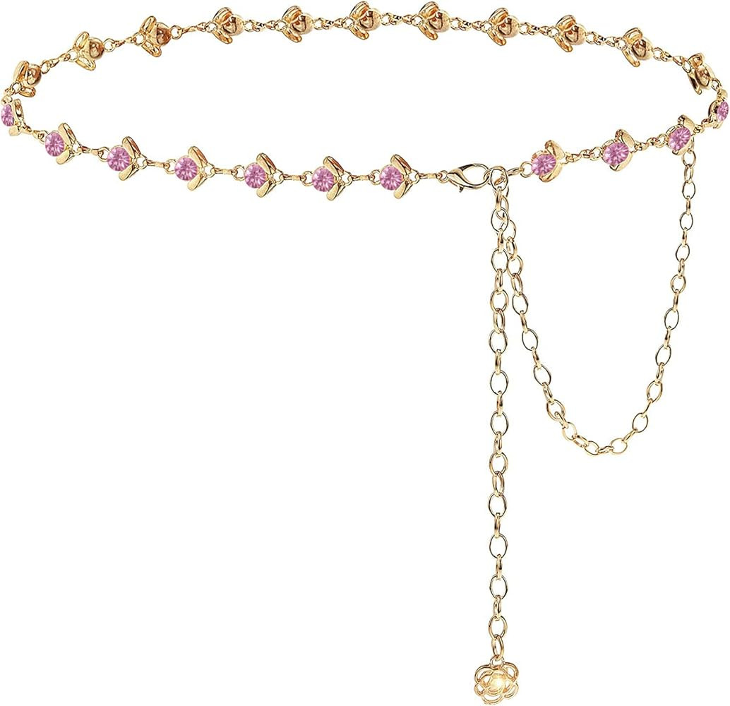 Rhinestones Chain Belts for Women Girls Waist Chain for Dresses | Amazon (US)