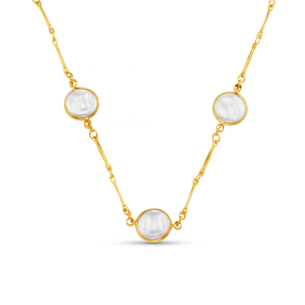 Coin Pearl Stationed Chain Necklace | Orelia