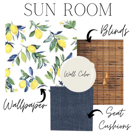 Shop my sunroom mood board. Lemon Wallpaper | Alabaster White | Bamboo Blonds

#LTKhome #LTKstyletip