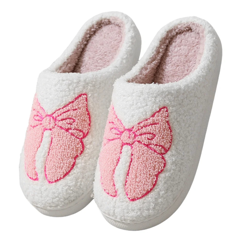 LALA Cute Bow Slippers Fuzzy Slippers Comfy Slippers for Women Girls (Pink 40-41) | Walmart (US)