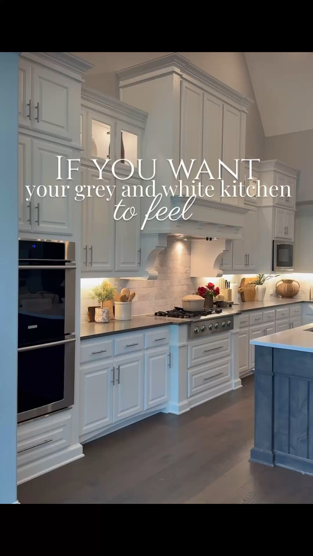 Our modern grey and white kitchen that still feels warm! 🤍🙌🏻 Shop my favorites below — many are from Amazon home! Affordable home, kitchen design, white kitchen, grey kitchen, bright kitchen, kitchen decor