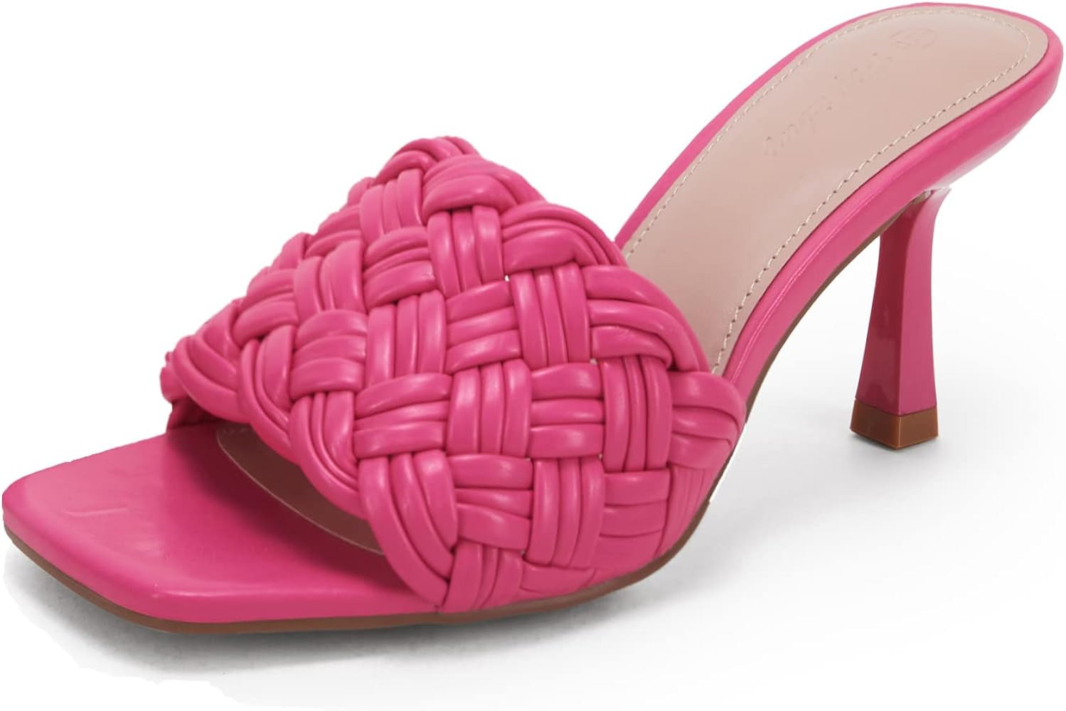 PiePieBuy Womens Square Open Toe Heeled Sandals Braided Slip-on Mules Backless Stilettos Shoes | Amazon (US)