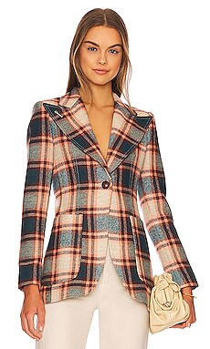 Smythe Patch Pocket Birkin Blazer in Apricot Plaid from Revolve.com | Revolve Clothing (Global)