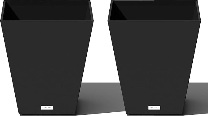 Veradek Nobleton Indoor/Outdoor Wide Square Planter (18 inch - 2 Pack, Black) | Amazon (US)