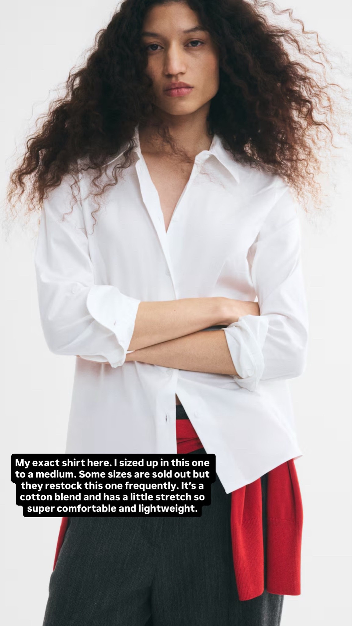 Cotton blend button up…this one is really lightweight and soft. I sized up to a medium!