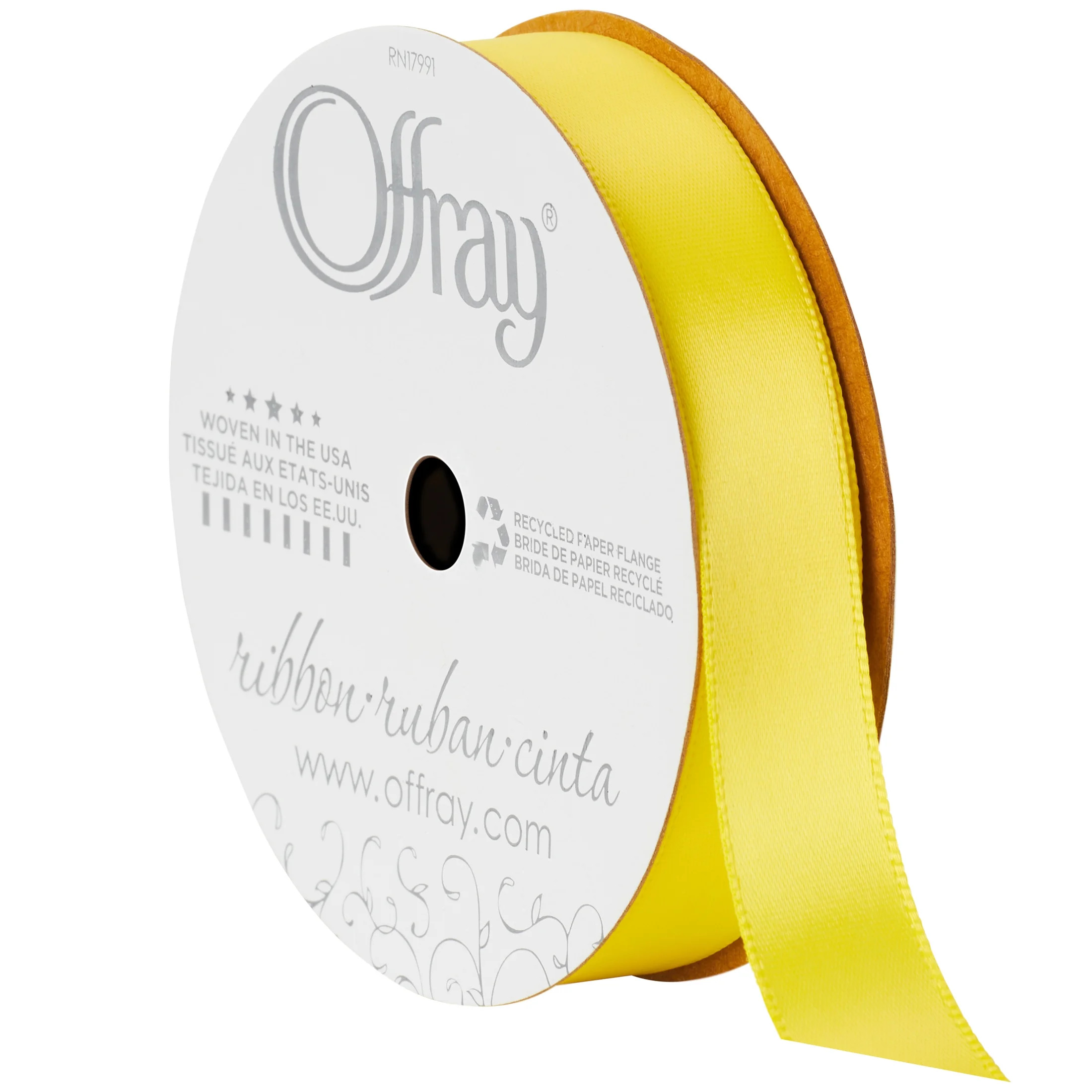 Offray Ribbon Yellow Polyester Ribbon, 3.12" x 0.62" | Walmart (US)
