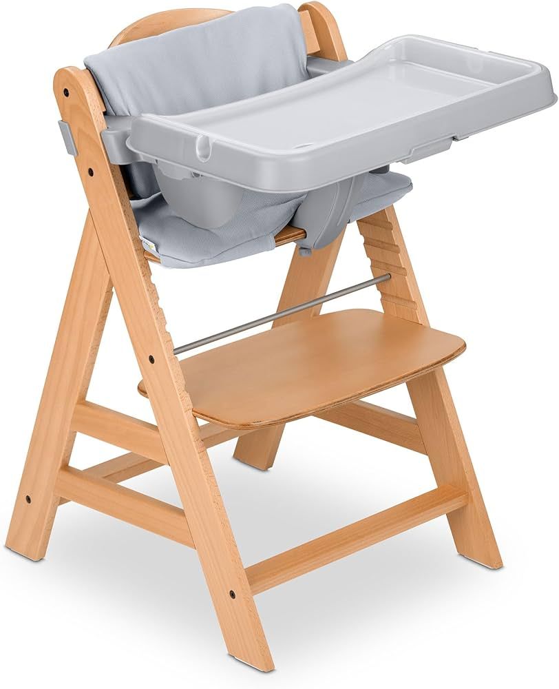 hauck AlphaPlus Grow Along Wooden High Chair Seat with Grey Removable Tray Table and Deluxe Seat ... | Amazon (US)
