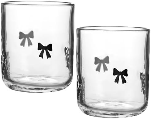 Skylety 2 Pack Bow Icon Juice Glass Coquette Bow Aesthetic Cup 14 ounce Double Old Fashioned Icon... | Amazon (US)