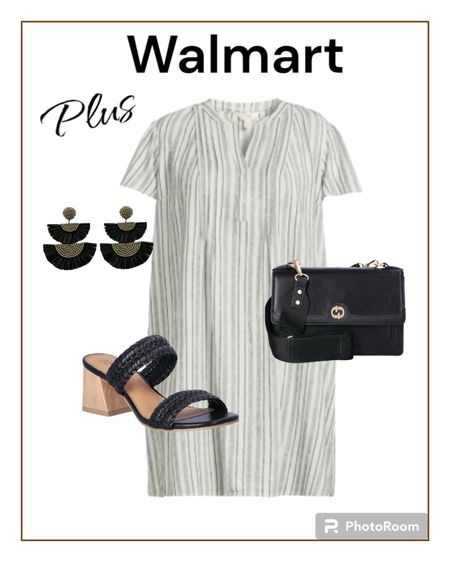 Plus size outfit. Cute linen dress,black sandals and bag. All @walmartfashion. 

#plussizeoutfit
#plusdress
#sandals

#LTKplussize #LTKshoecrush #LTKfindsunder50