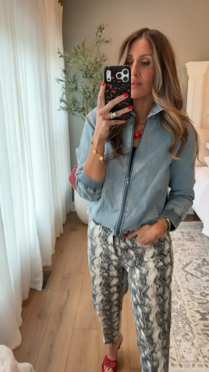Channeling effortless chic with this snake print pant and red slide combo! Perfect for elevated everyday style, casual brunches, or weekend outings. Pair with a lightweight jacket and statement accessories to complete the look.

snake print pants, red slides, casual chic outfit, weekend style, mom style outfit, transitional fashion, layered look, comfortable style, themominstyle

#LTKSeasonal #LTKootd #LTKOver40