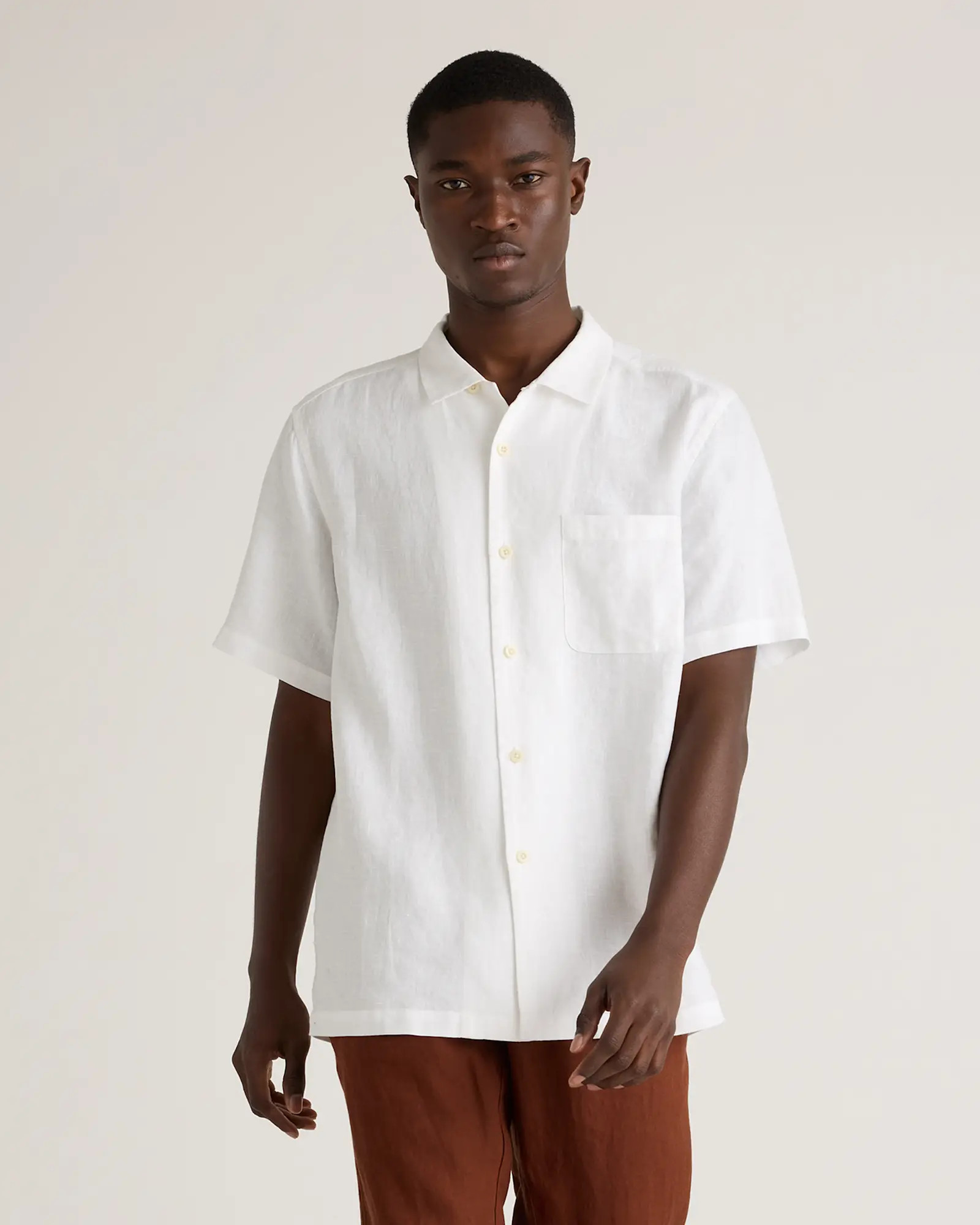 100% European Linen Camp Shirt in White | Quince