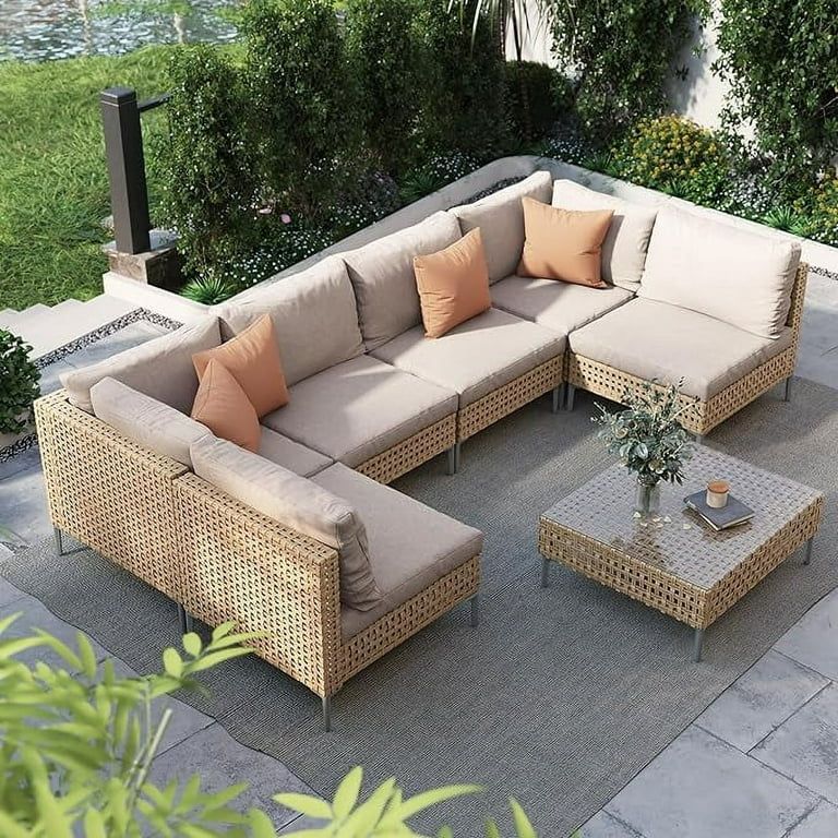 Grand Patio 7-Piece Wicker Patio Furniture Set, All-Weather Outdoor Conversation Set Sectional So... | Walmart (US)
