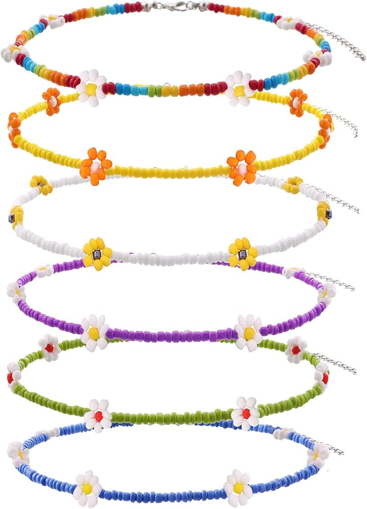 GYSONG Beaded Choker Necklaces For Women Vsco Boho Handmade Flower Necklace Cute Necklace For Tee... | Amazon (US)