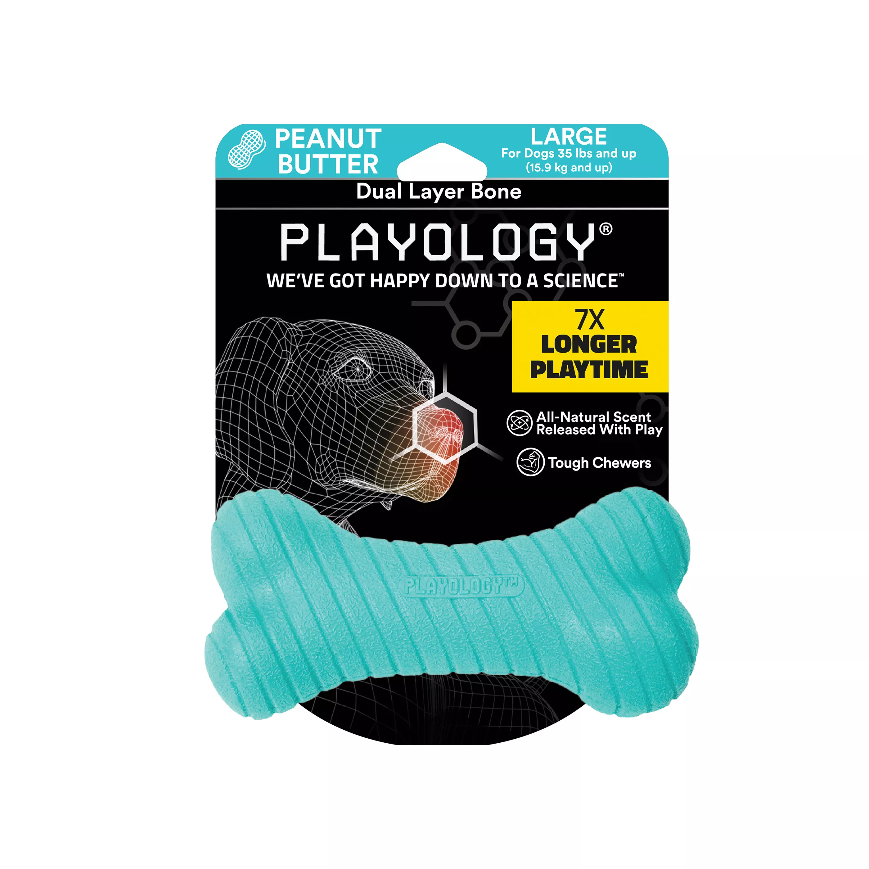 Playology® Dual Layer Bone Dog Toy - Peanut Butter | PetSmart