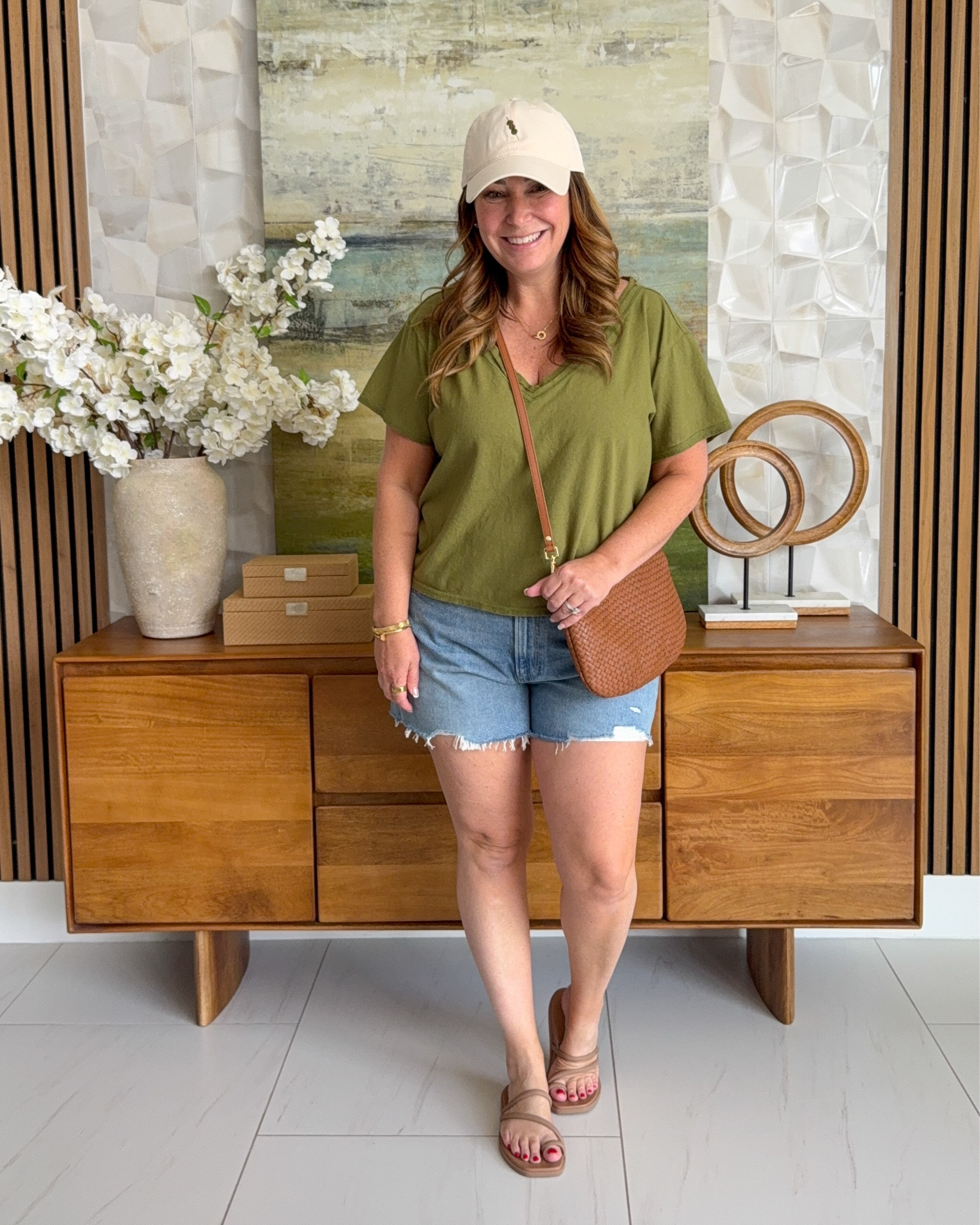 Feeling comfy, casual for the weekend! Loving these distressed shorts and the tee has some back detailing that's cute and makes it a bit more fun that just a typical tee 
📏Wearing tee tts, L // shorts size up if in-between, 32

#LTKSeasonal #LTKOver40 #LTKMidsize