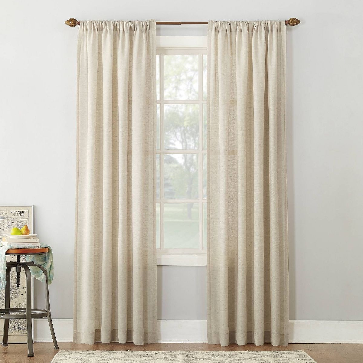Linen Blend Textured Sheer Rod Pocket Curtain Panel - No. 918 | Target