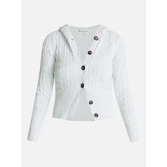 No Boundaries Button Front Hoodie Cardigan, Women's XXS-XXL | Walmart (US)