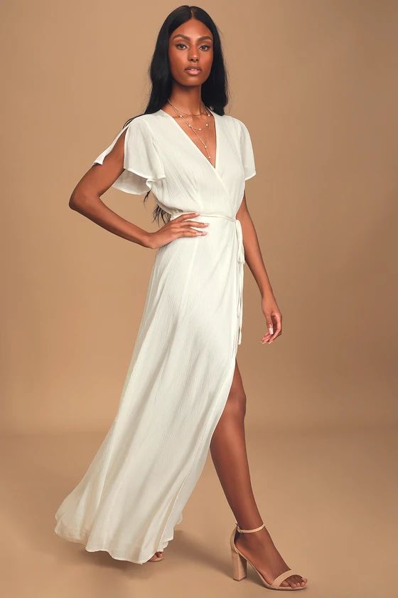 Heart of Marigold White Wrap Maxi Dress | Lulus (US)