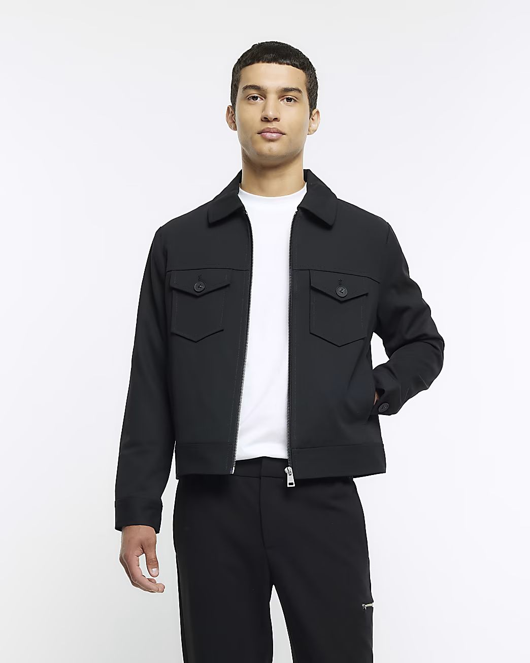 Black regular fit western jacket | River Island (US)