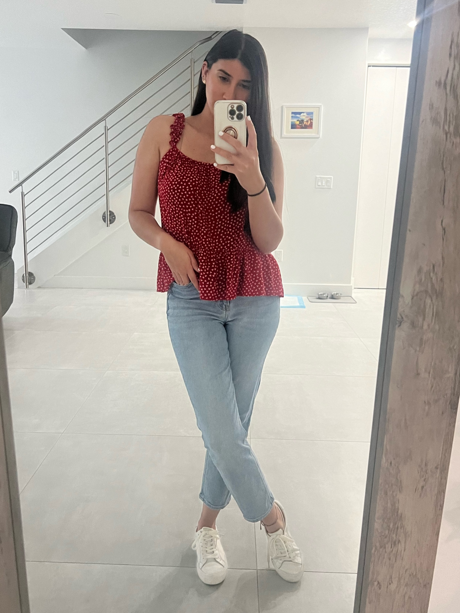 "Perfect for a casual day out! This lightweight red polka dot top pairs effortlessly with comfy light-wash jeans and classic white sneakers. Grab this entire look for an effortlessly chic style. #OOTD #SummerStyle #CasualChic #FashionInspo #PolkaDotTop #DenimJeans #WhiteSneakers #LikeToKnowIt #LTKsale #OutfitOfTheDay"

#LTKStyleTip #LTKFindsUnder50 #LTKFindsUnder100
