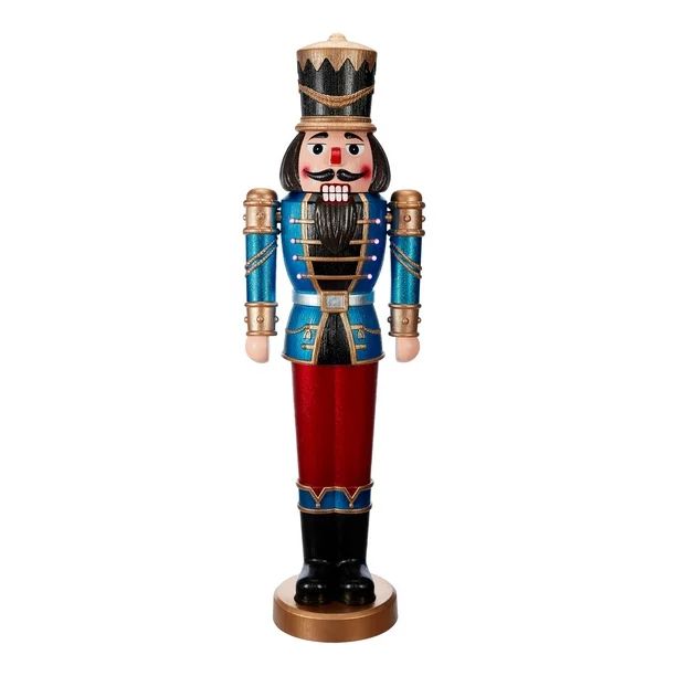 Holiday Time Blue Nutcracker Light Up with Sound Indoor/Outdoor Christmas Decoration, 68" | Walmart (US)