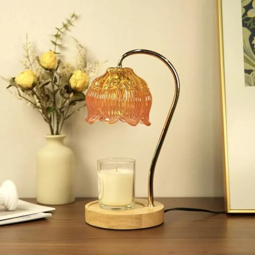 SupBri Dimmable Flower Candle Warmer Lamp, Orange Candle Warmer with Timer & 4Bulbs, Womens Gifts for Christmas Birthday, Unique Home Decor for Bedroom Living Room Decor Aesthetic | Amazon (US)