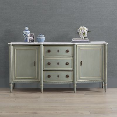 Etienne Sideboard with Marble Top & Brass Hardware Vintage French Design | Frontgate