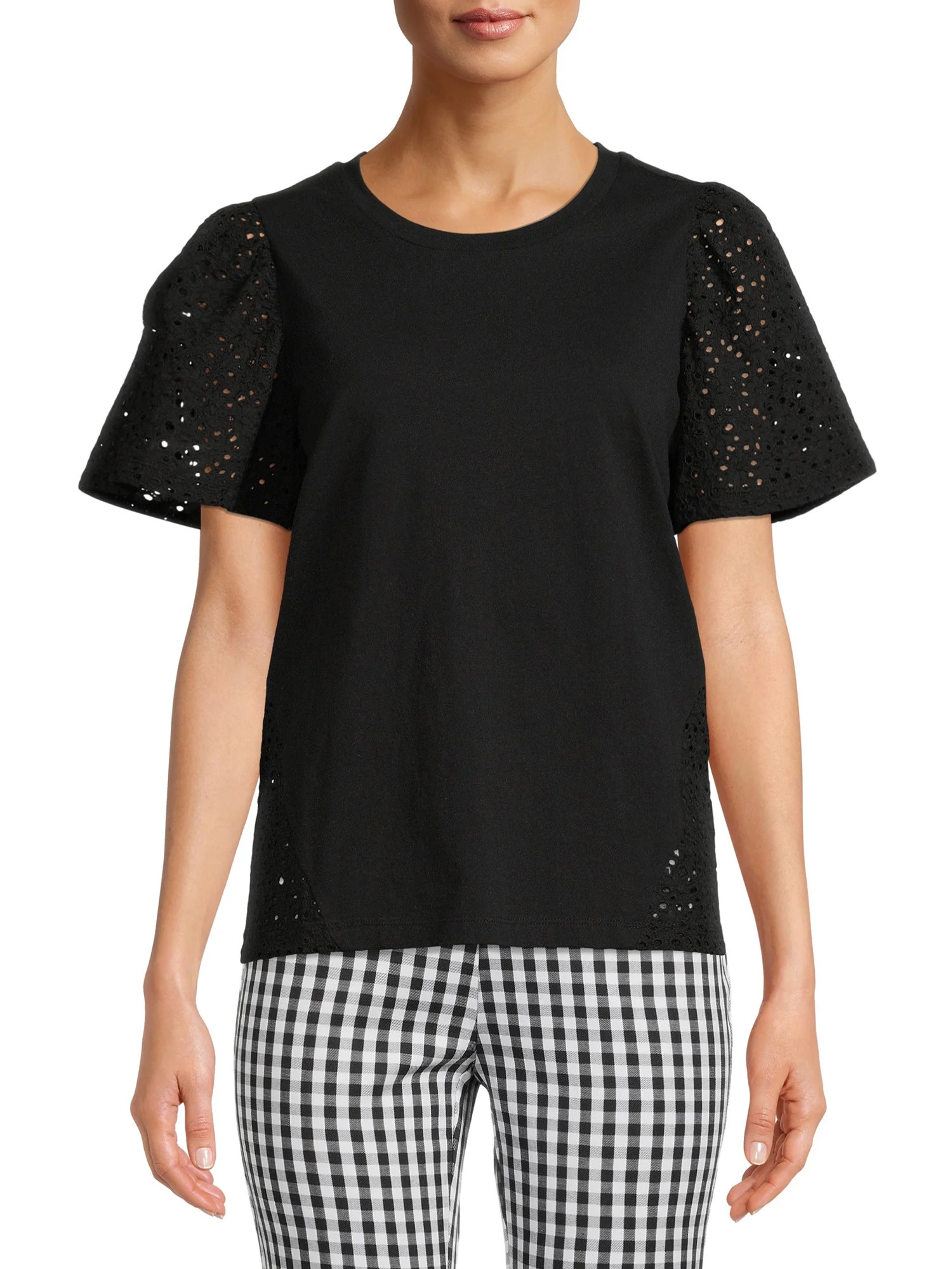 Time and Tru Women’s Eyelet Knit Top | Walmart (US)