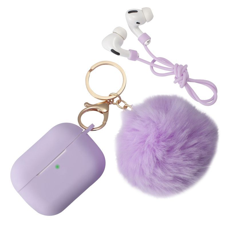 Insten Case Compatible with AirPods Pro, Cute Pom Pom Protective Silicone Skin Cover with Keychai... | Target