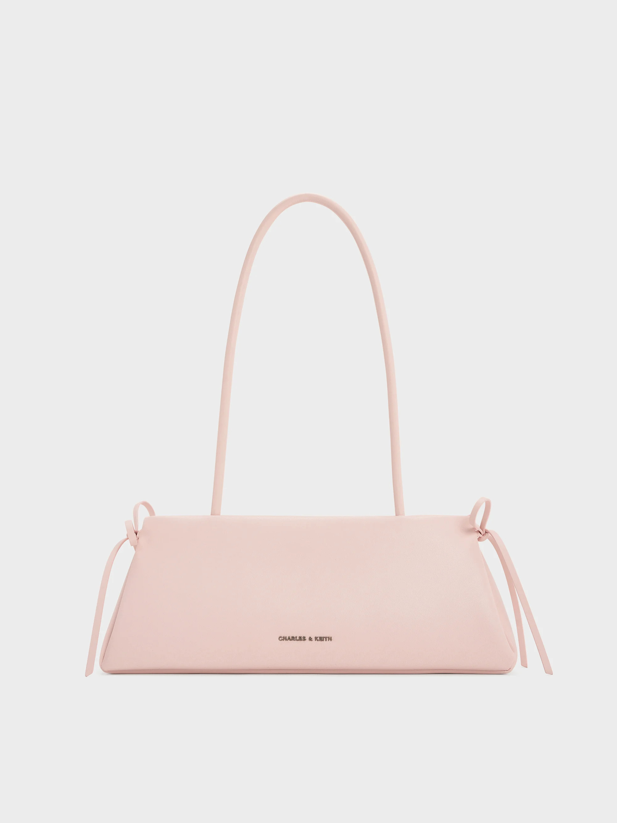 Hazel Bow Elongated Trapeze Shoulder Bag - Meringue White | Charles & Keith AU