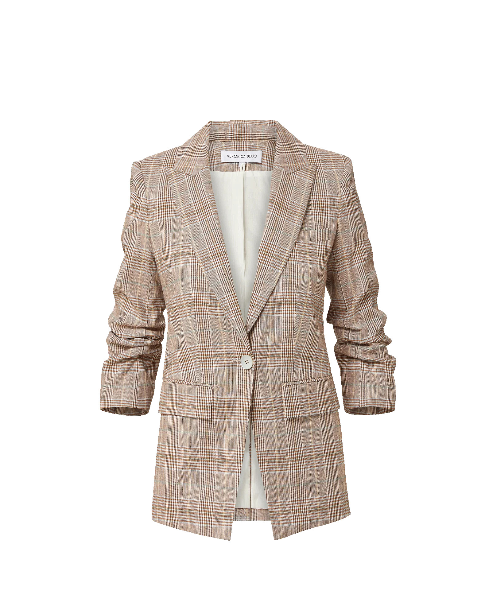 Clayton Plaid Dickey Jacket in Beige Raisin Multi | Veronica Beard | Veronica Beard