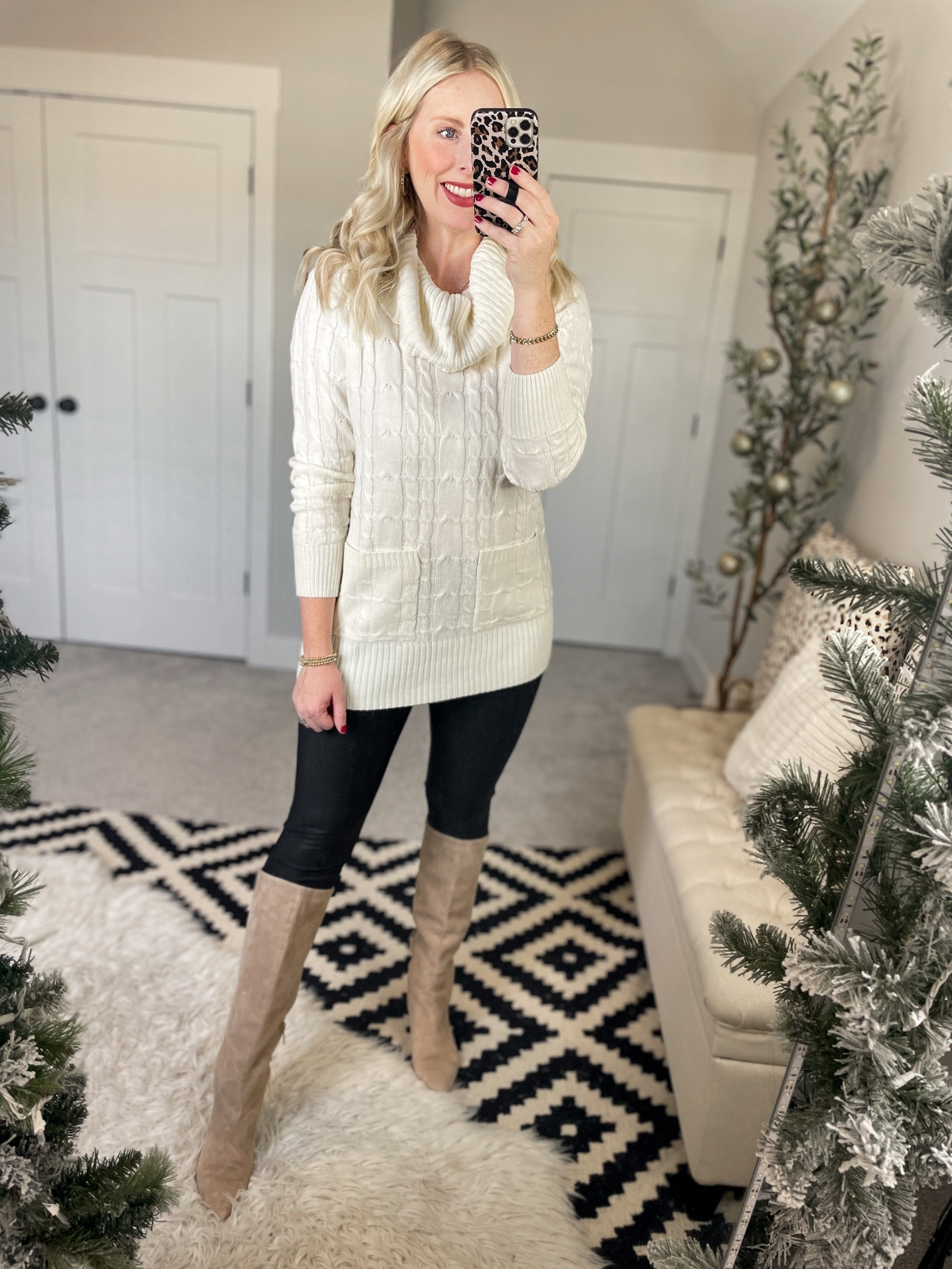 Daily try on, Walmart fashion, Walmart outfit, faux leather leggings, tunic sweater 

M sweater 
S leggings 

#LTKstyletip #LTKsalealert #LTKunder50