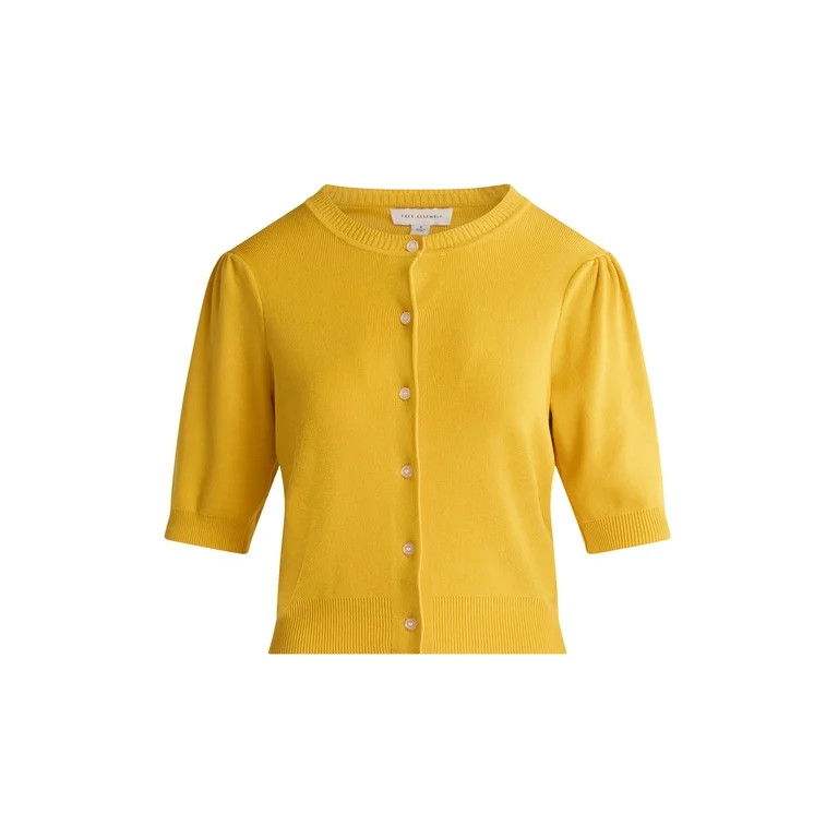 Free Assembly Women's Cardigan Sweater with Puff Sleeves, Lightweight, Size XS-XXL | Walmart (US)