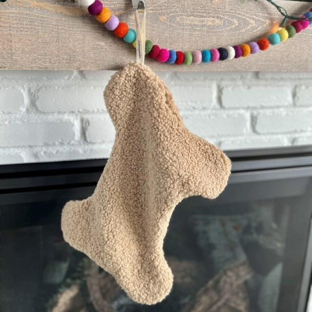 Holiday Bone Stocking, Soft Sherpa With Fleece Backing, 14 X 11 - Etsy | Etsy (US)