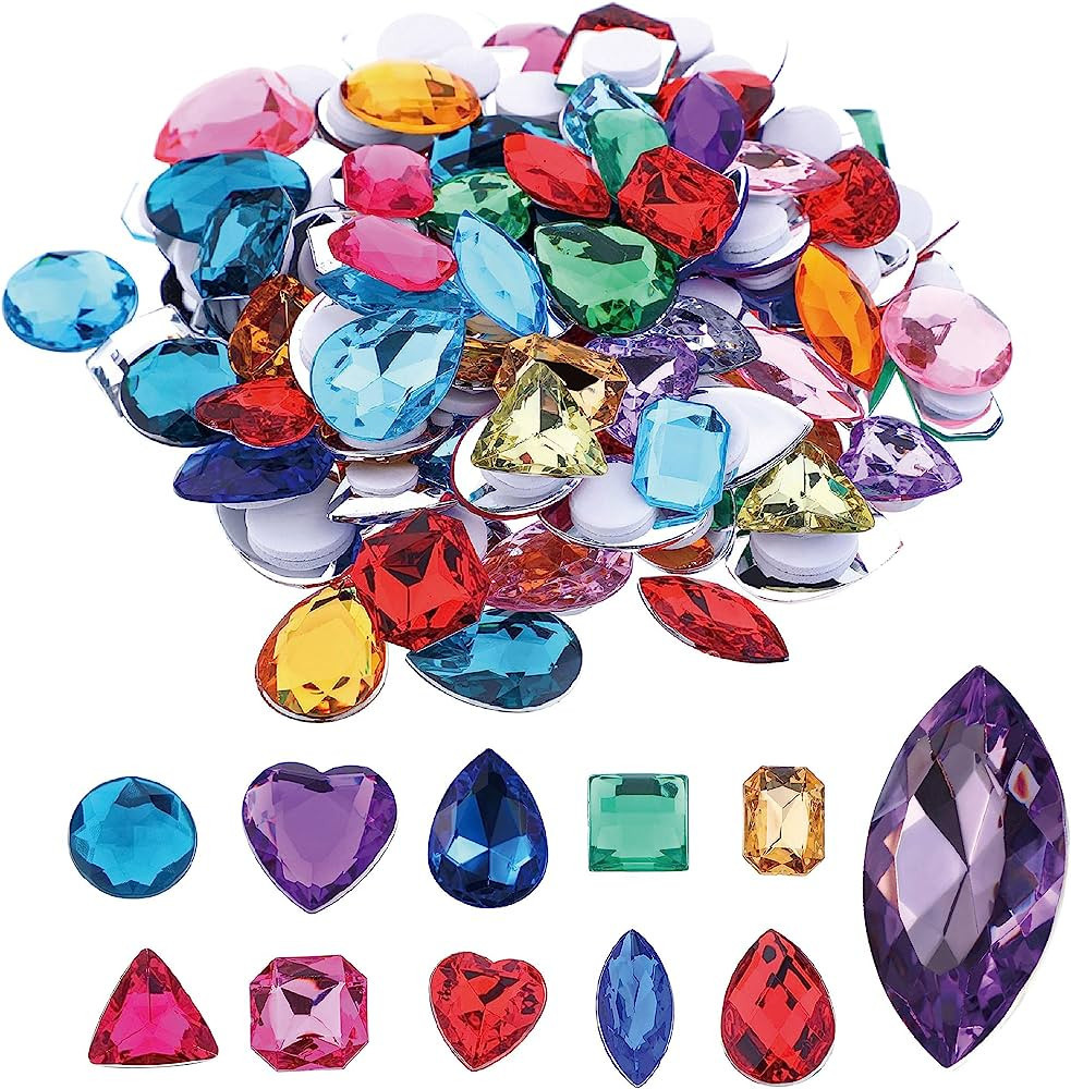 RICHNESS Self Adhesive Craft Jewels Jumbo Bling Crystal Gem Stickers Assorted Shapes Colors Rhine... | Amazon (US)