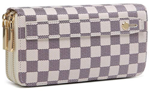 Daisy Rose Dual Zipper Wallet-RFID Checkered Hand Strap Clutch-PU Vegan Leather | Walmart (US)