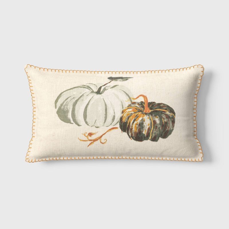 Pumpkin Lumbar Throw Pillow Cream/Green - Threshold™ | Target