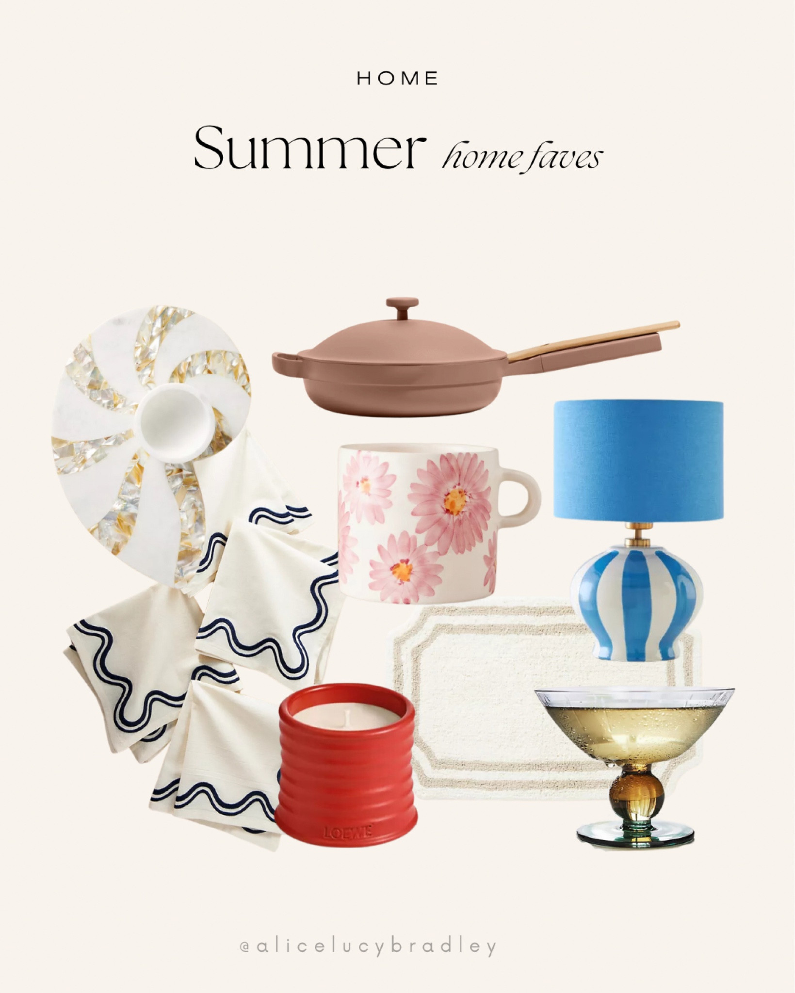 Summer home faves 🤍 Anthropologie home, always pan, napkins, Loewe, candles, glassware, lamps, coastal grandmother, summer home finds 

#LTKsummer #LTKstyletip #LTKhome