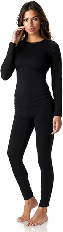 Thermajane Long Johns Thermal Underwear for Women Fleece Lined Base Layer Pajama Set Cold Weather | Amazon (US)