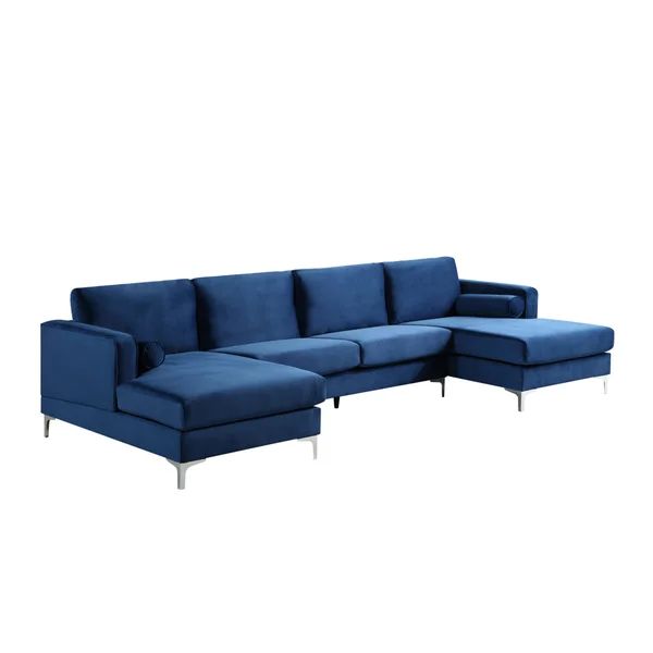 Hyleigh 124'' Velvet Square Arm Sofa Chaise | Wayfair North America